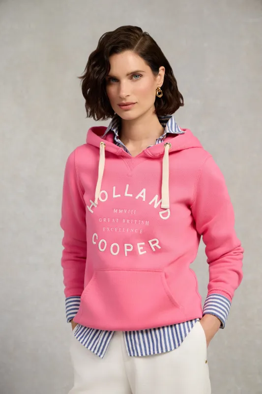 Varsity Hoodie (Peony Pink) made by Holland Cooper