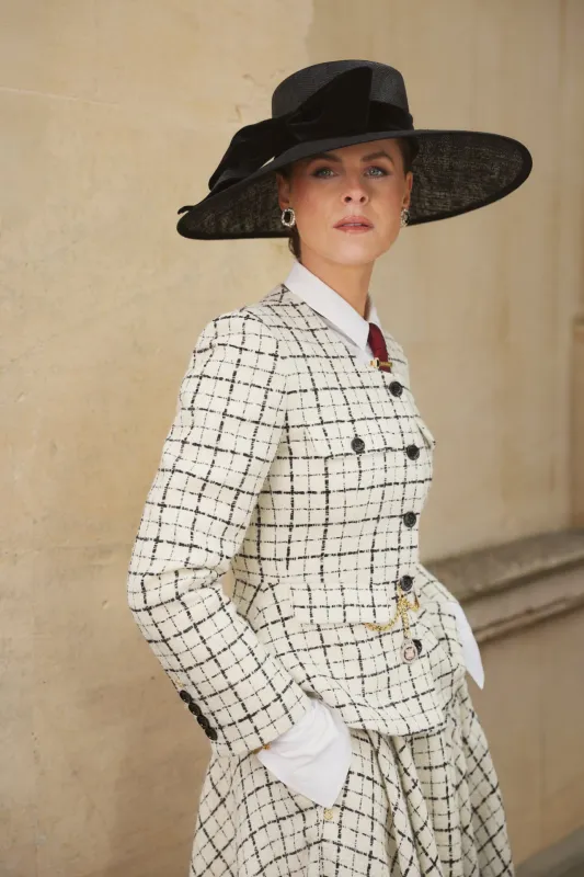 Tailored Peplum Jacket (Ivory Couture Check) made by Holland Cooper