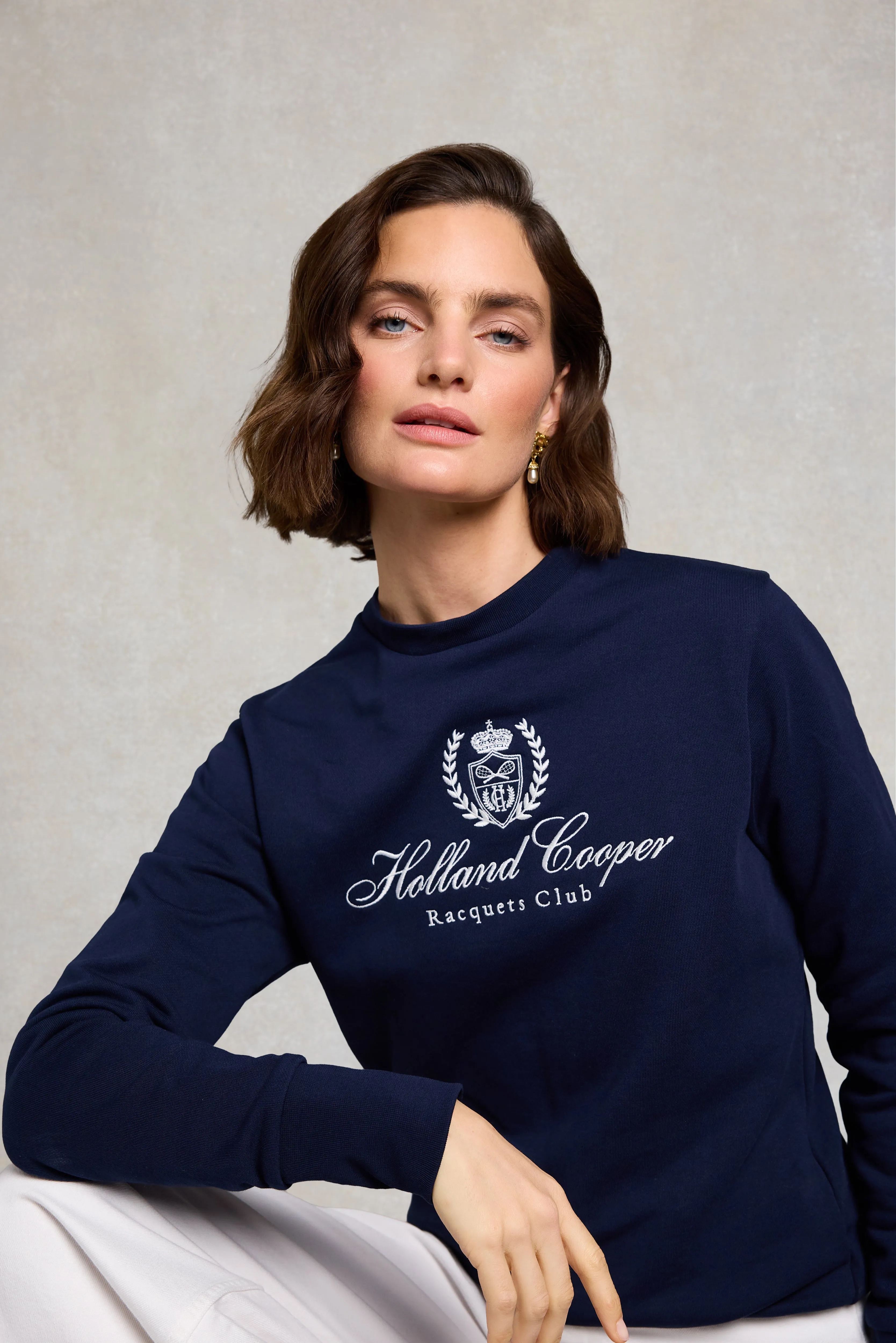 Mock Collar Crew Neck Sweat (Navy) sold by Holland Cooper product image thumbnail 2