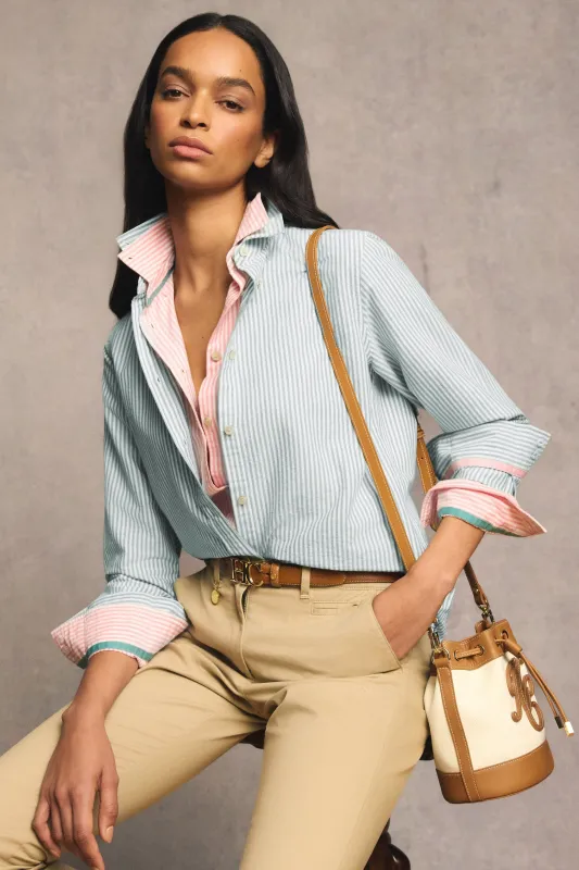 Oxford Shirt (Light Teal Stripe) made by Holland Cooper