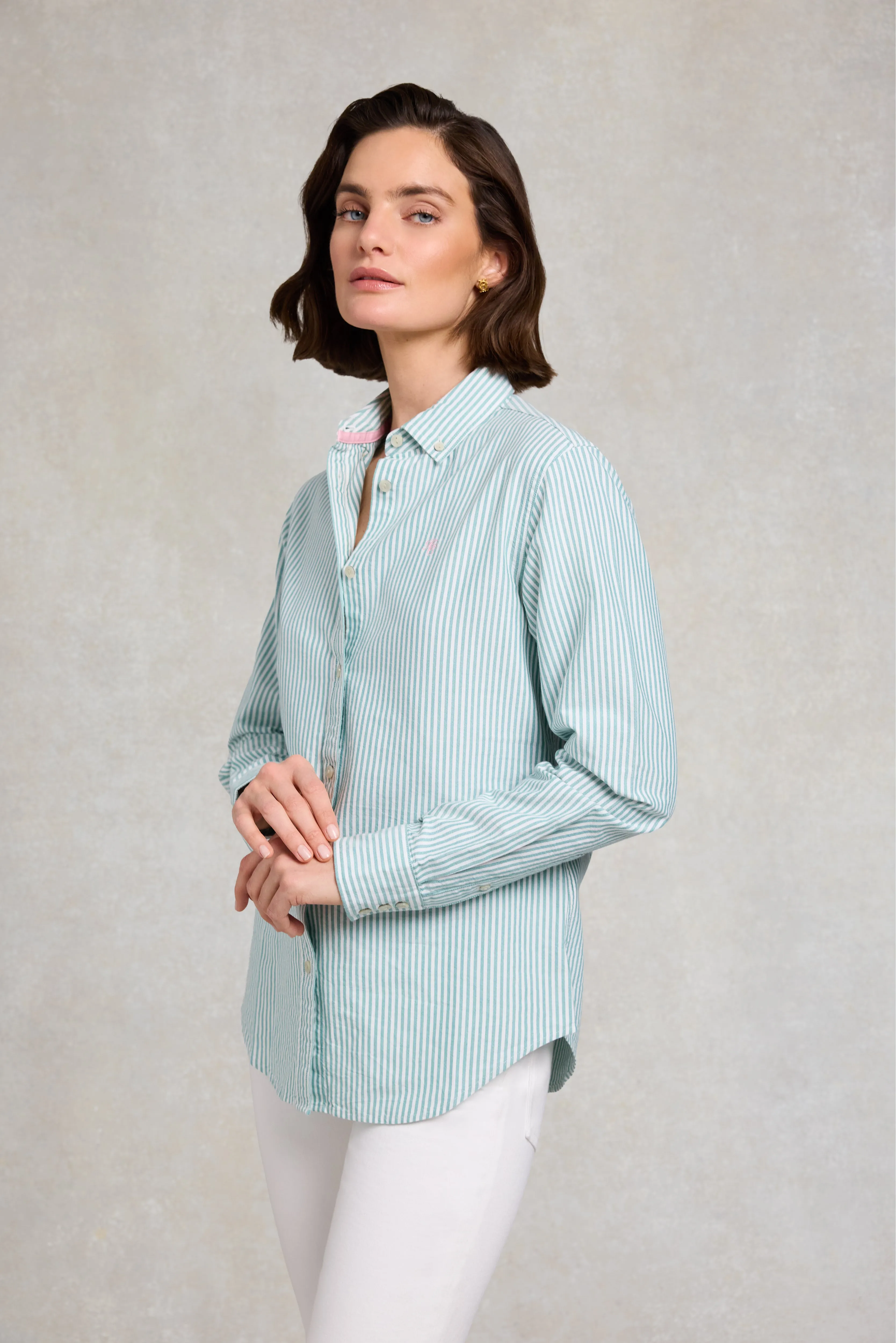 Oxford Shirt (Light Teal Stripe) sold by Holland Cooper product image thumbnail 4