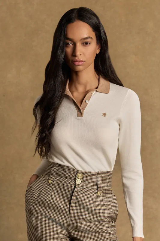 Falmouth Knitted Polo (Natural Camel) made by Holland Cooper
