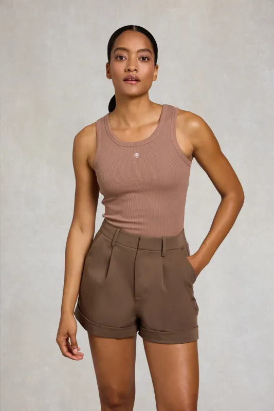 Pleated Wide Leg Short (Mushroom) made by Holland Cooper