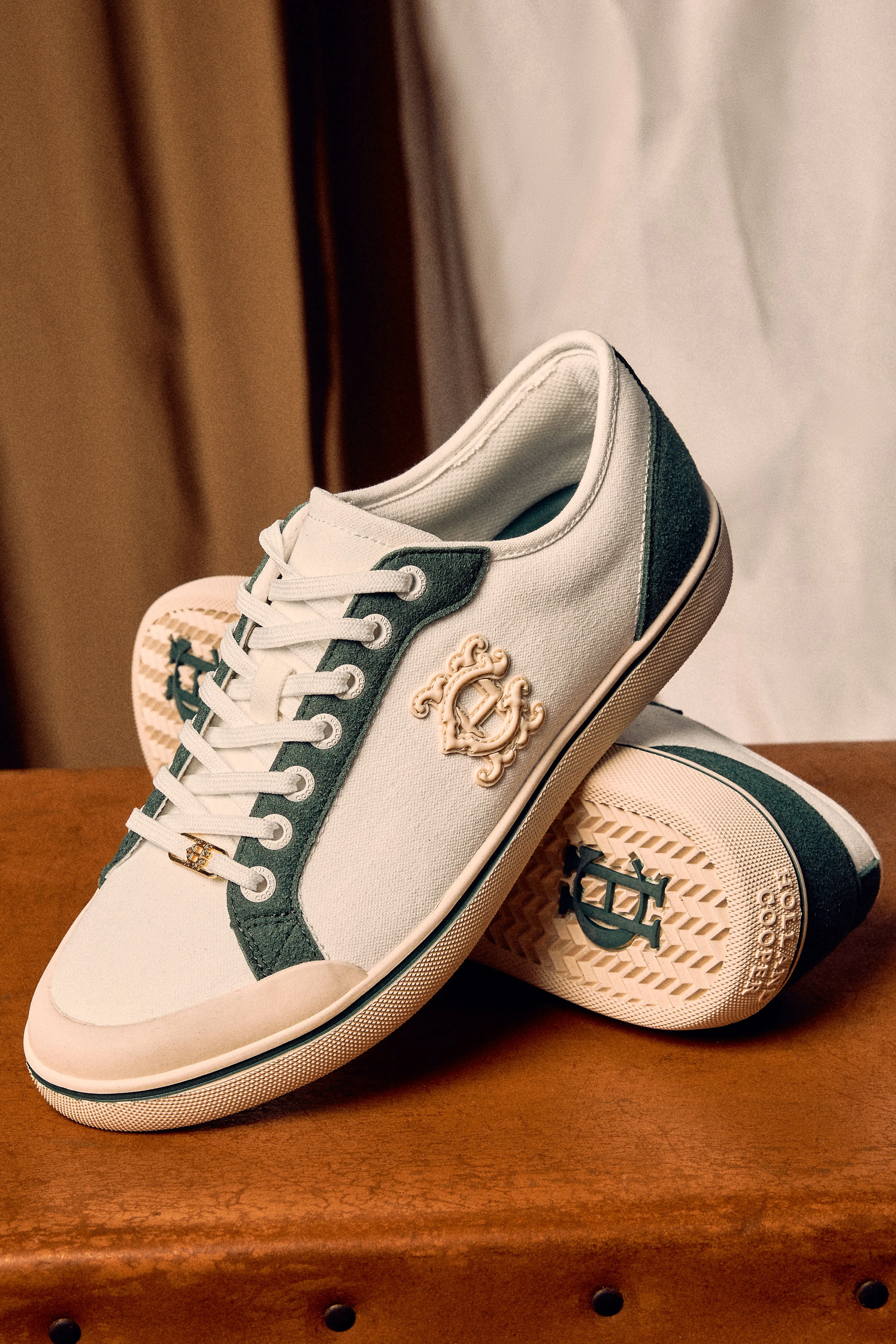 Mayfair Court Trainer (Off White Green) sold by Holland Cooper