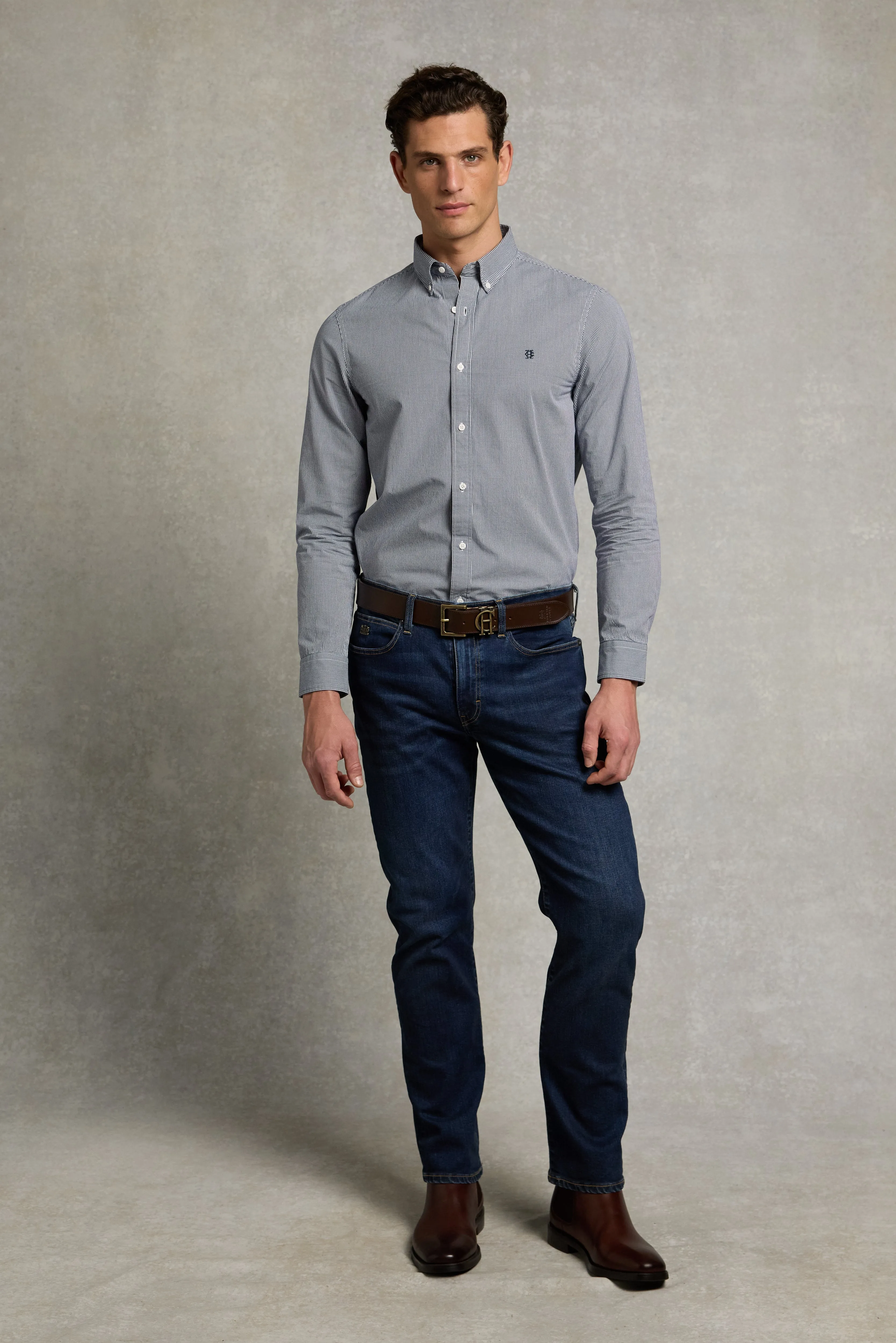 Men's Slim Fit Button Down Shirt (Micro Navy Gingham) sold by Holland Cooper product image thumbnail 5