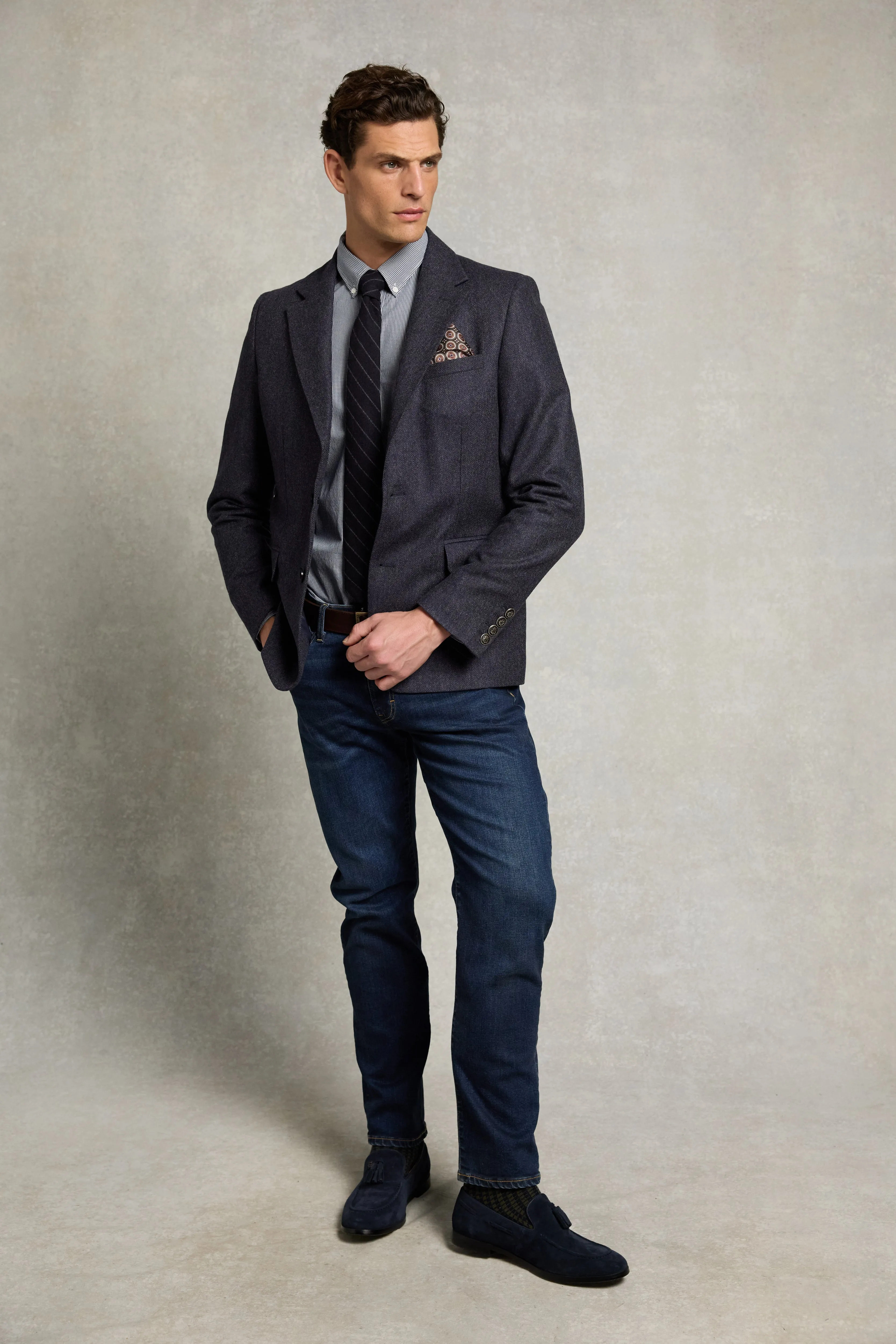 Men's Slim Fit Button Down Shirt (Micro Navy Gingham) sold by Holland Cooper product image thumbnail 3