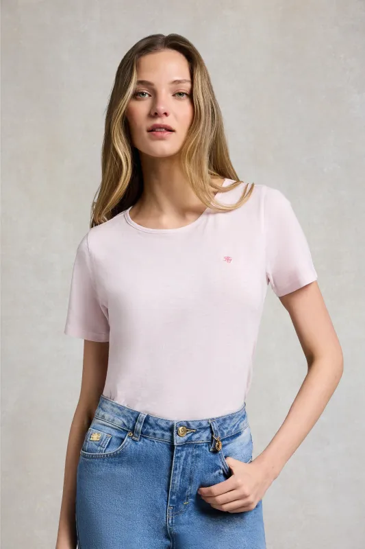 Relaxed Fit Monogram Tee (Pale Pink) made by Holland Cooper
