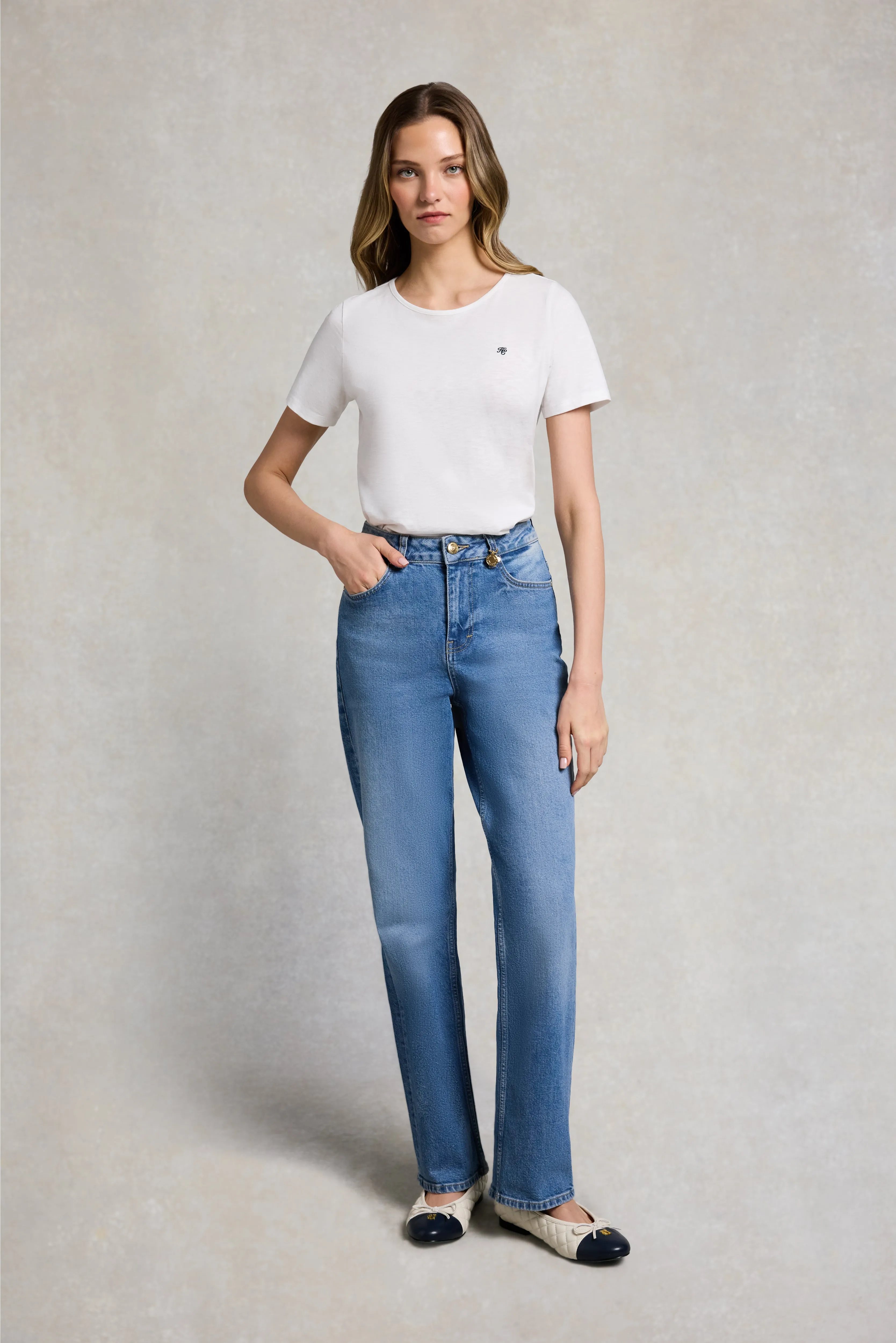 Relaxed Fit Monogram Tee (White) sold by Holland Cooper product image thumbnail 3