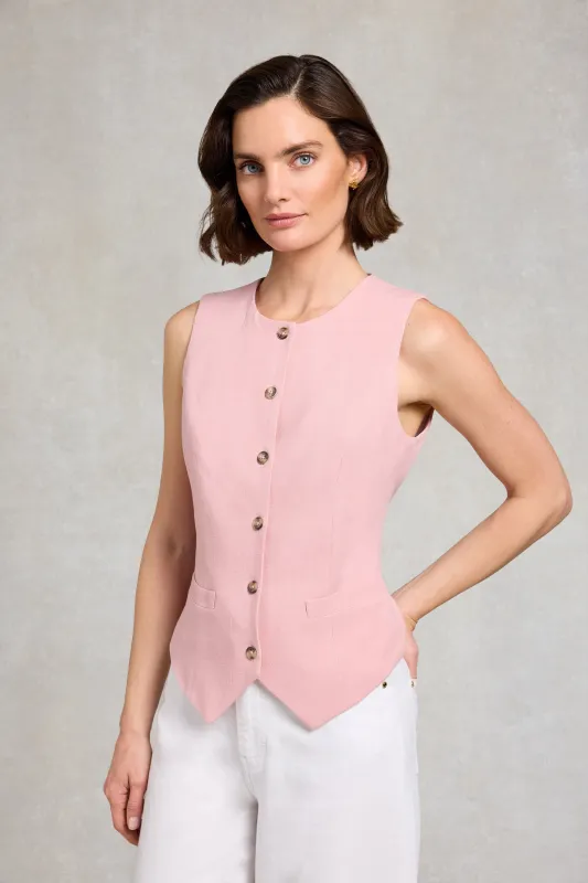 Richmond Waistcoat (Pink Linen) made by Holland Cooper