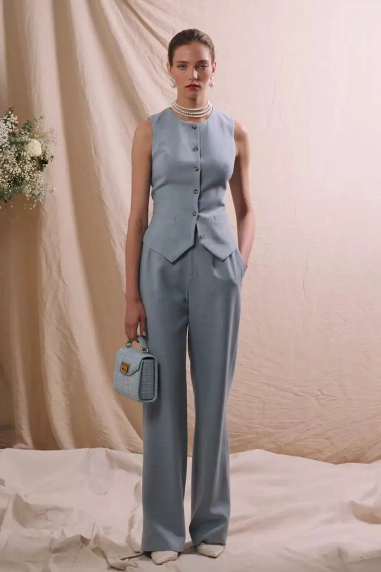 Richmond Waistcoat (Ice Blue Linen) sold by Holland Cooper product image thumbnail 5