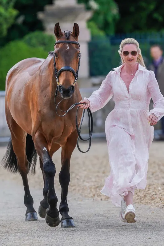 Georgie Goss’s Badminton Trot Up 1 Paros Dress Look made by Holland Cooper