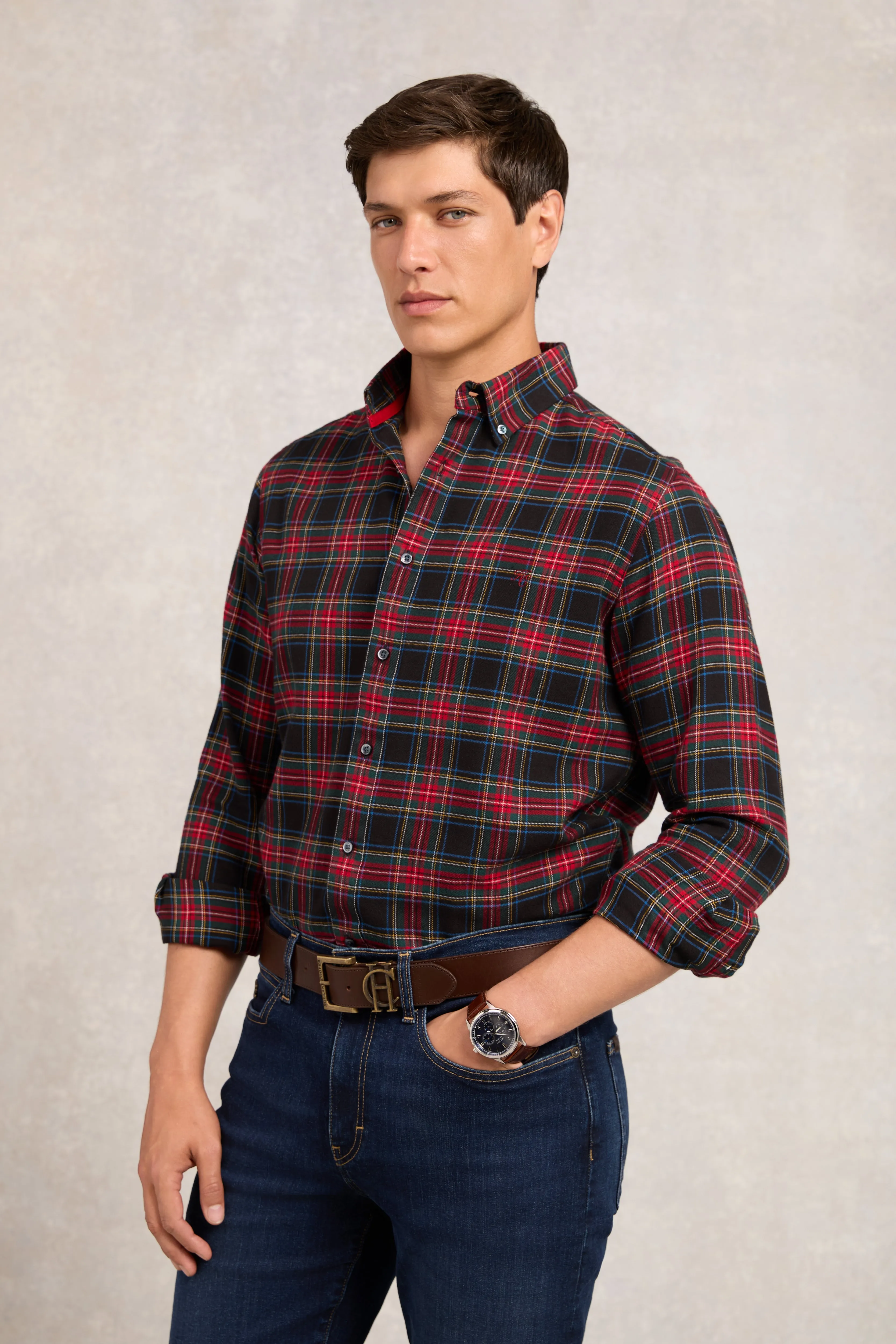 Classic Button Down Shirt (Brushed Sandringham Red) sold by Holland Cooper product image thumbnail 3
