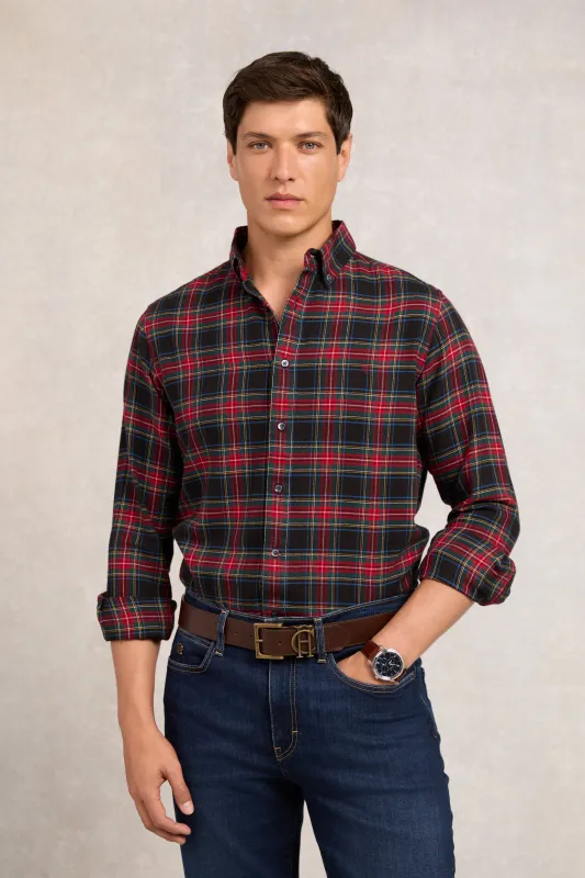 Classic Button Down Shirt (Brushed Sandringham Red) made by Holland Cooper