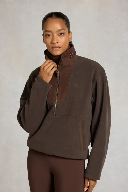 Relaxed Fit Country Quarter Zip (Chocolate) made by Holland Cooper