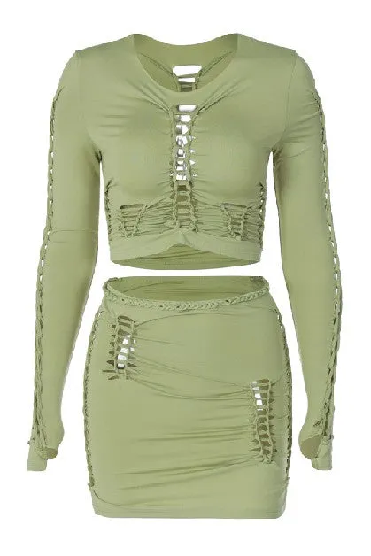 PURITY L/S Distressed Mini Skirt Set sold by Shop 20 product image thumbnail 3