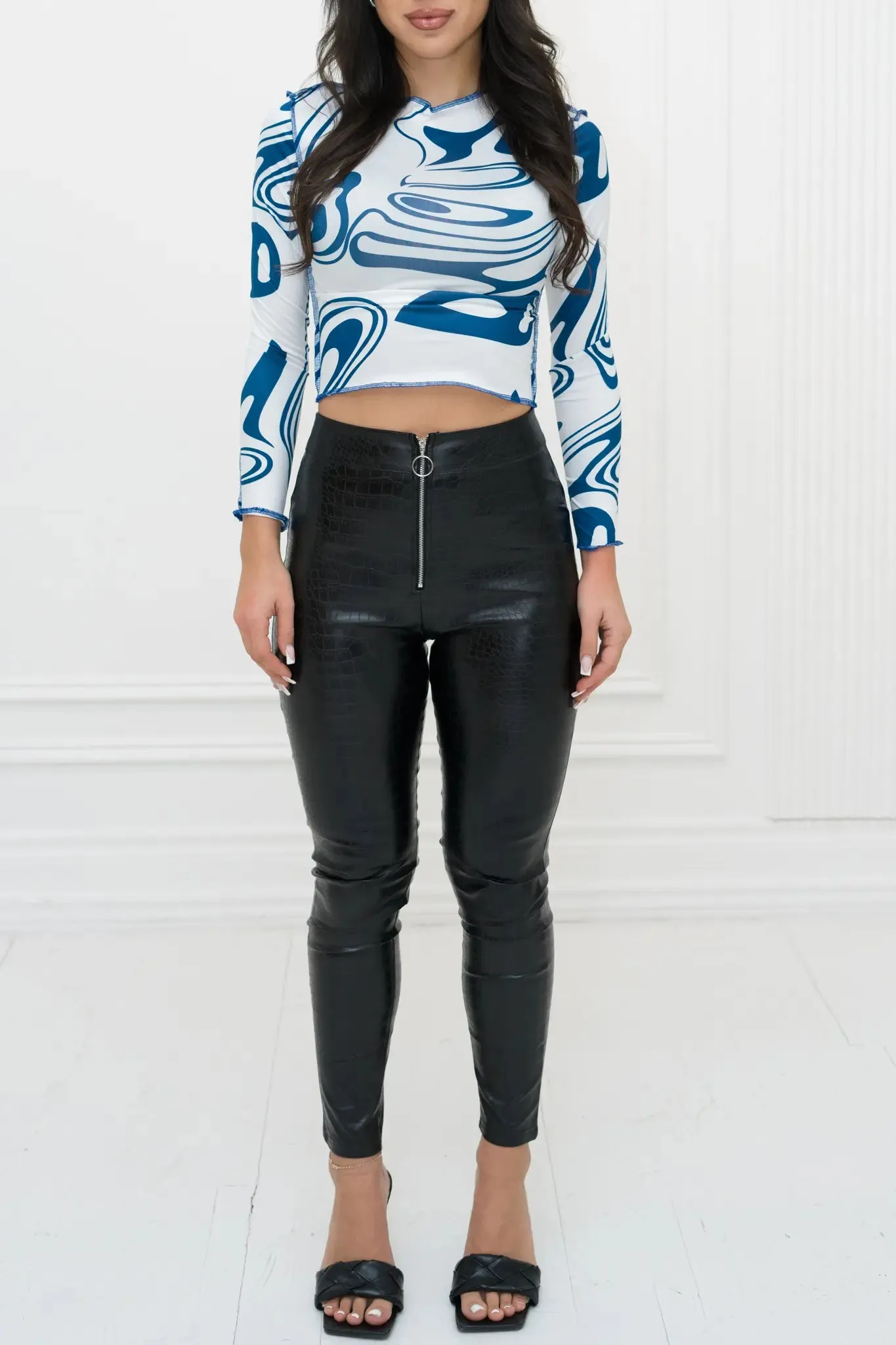 PATRICIA L/S Marble Print Crop Top sold by Shop 20