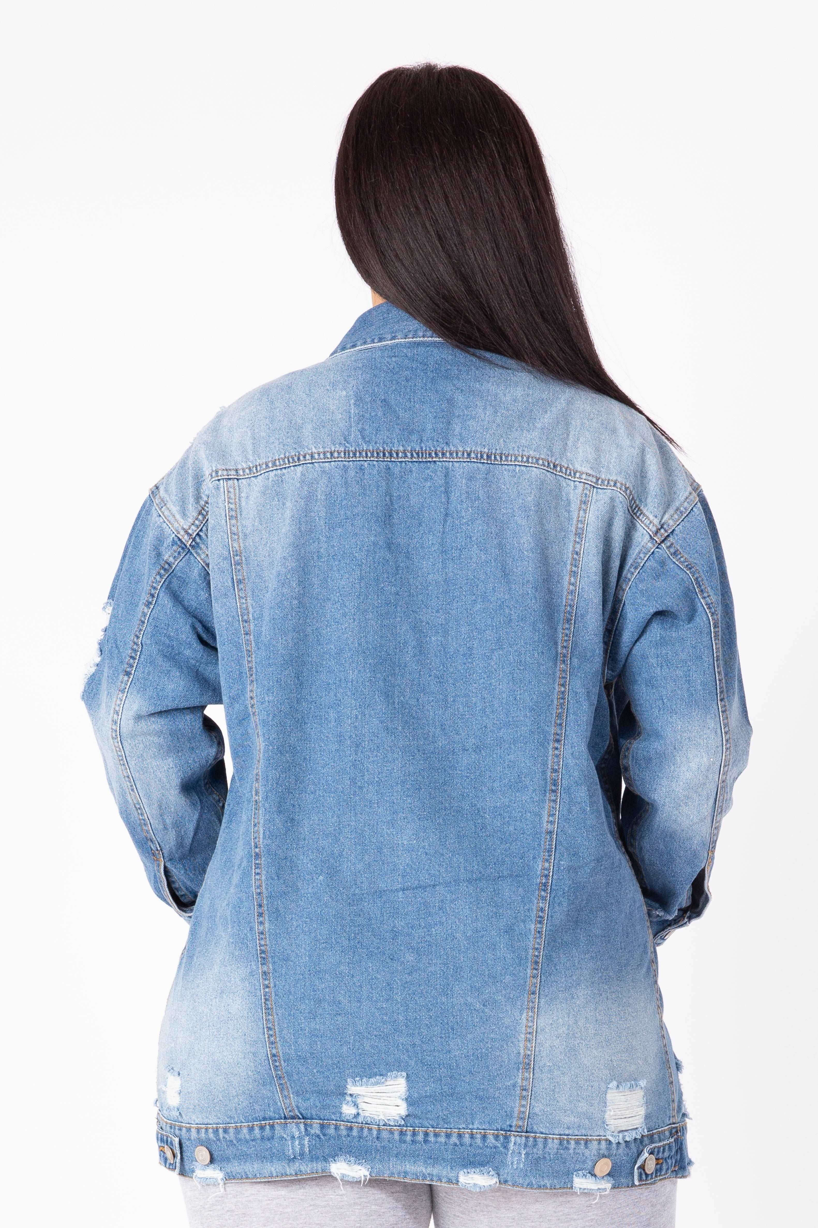 Imogen Oversize Distressed Denim Jacket sold by Shop 20 product image thumbnail 2