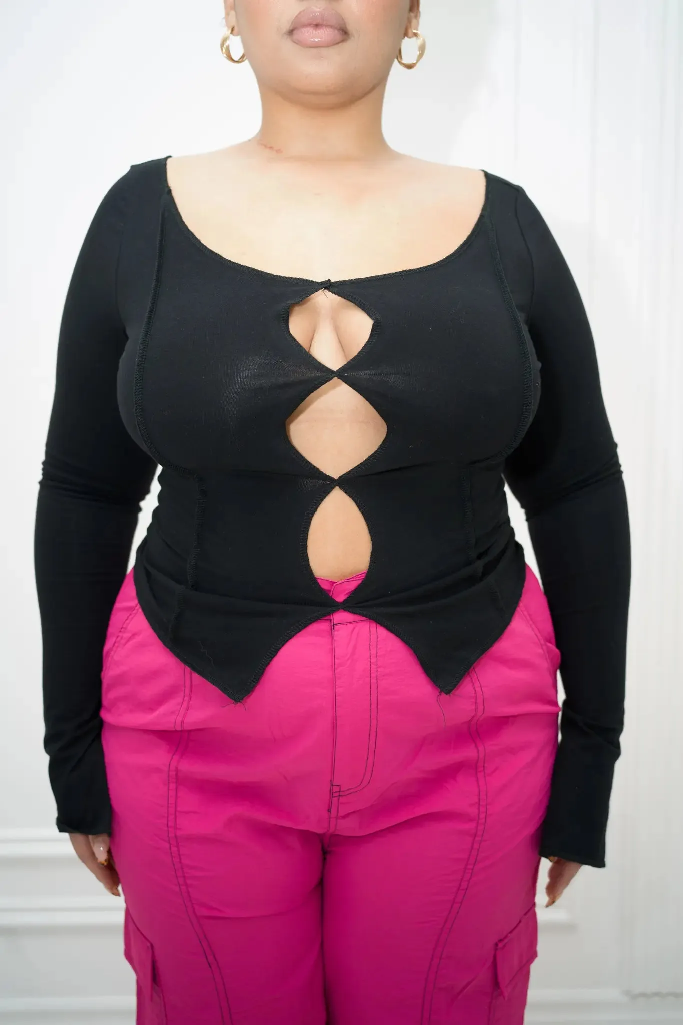 PATIENCE LS Front Cut Out Boat Neck Top sold by Shop 20