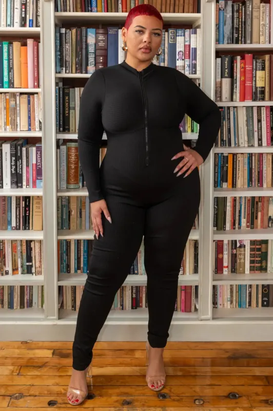 JESSE - LS Ribbed Jumpsuit w/ Under  Bust Piping Detail sold by Shop 20