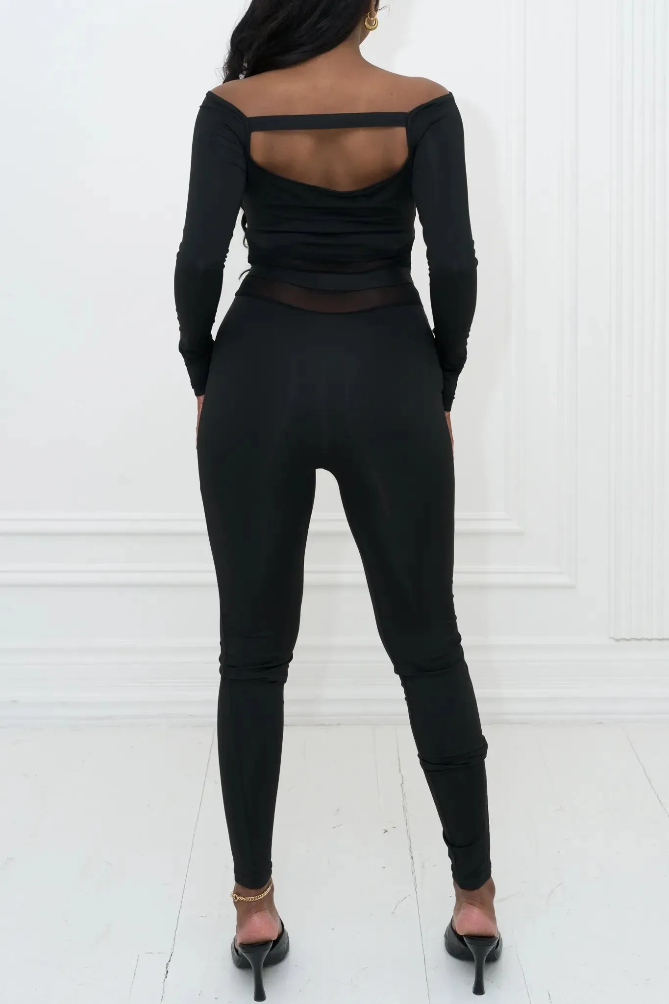 PRIMAVERA L/S OTS Jumpsuit W/ Mesh Detail sold by Shop 20 product image thumbnail 3