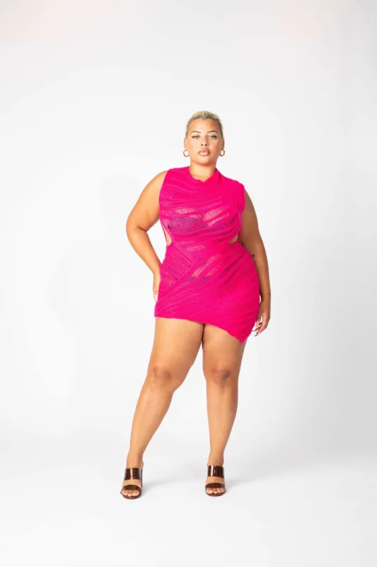 Gloria- Distressed Knit Cut Out Cover Up Dress-VID10690 sold by Shop 20