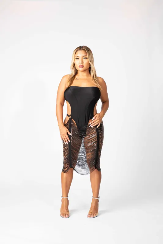 Gabrielle - Strapless Cut Out Bodysuit w/ Sequin Layered Skirt - KD9356Q sold by Shop 20
