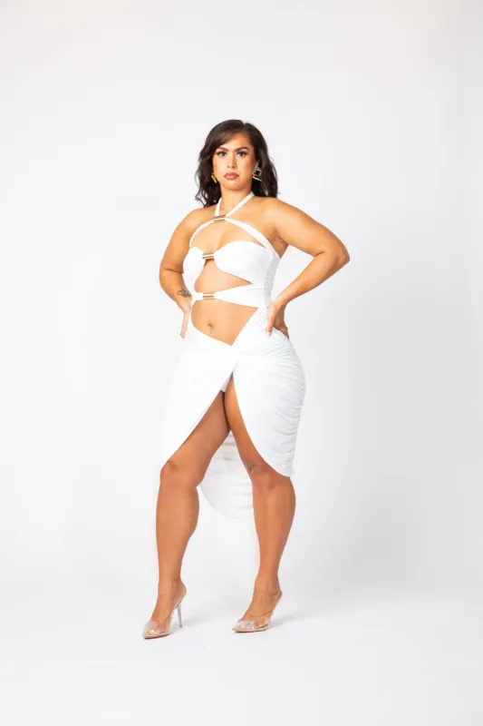 ESTHER - Cutout Midi Dress w/ Gold Metal Detail - D14542 sold by Shop 20