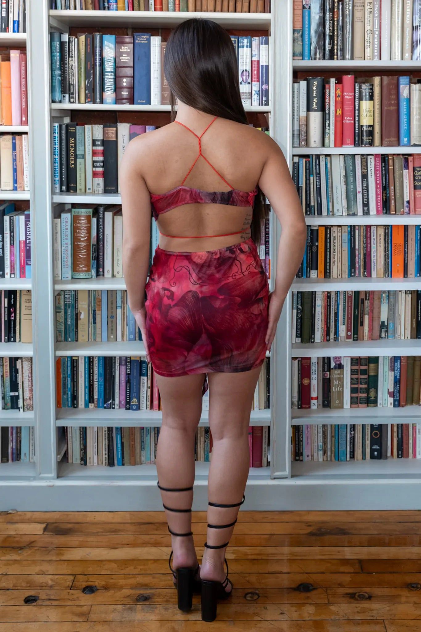 BRIDGETTE - Cross Halter Open Front Ruffle Print Mini Dress sold by Shop 20 product image thumbnail 4