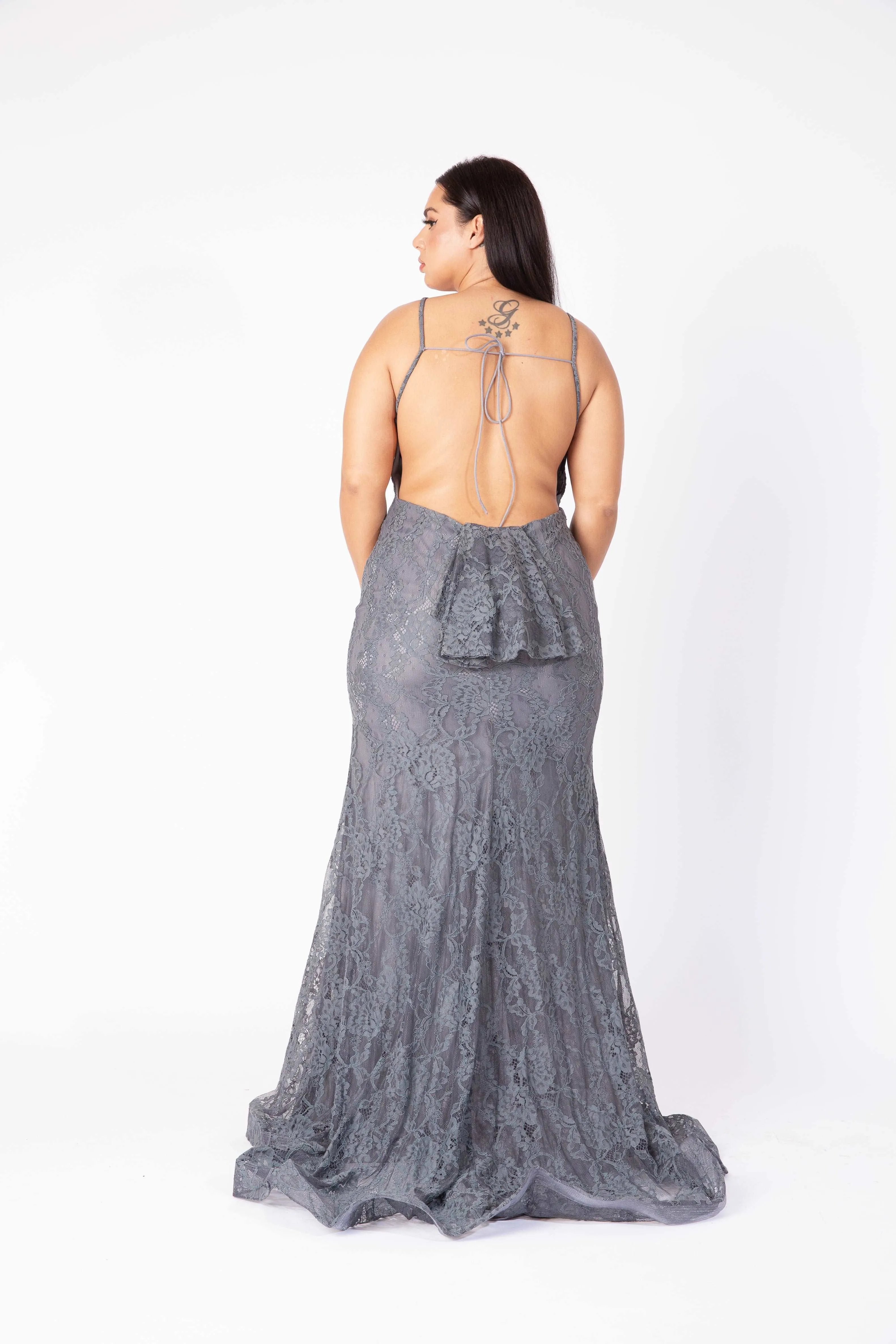 Lace High Neck Gown w/ Open Back - J12002 - 14174 sold by Shop 20
