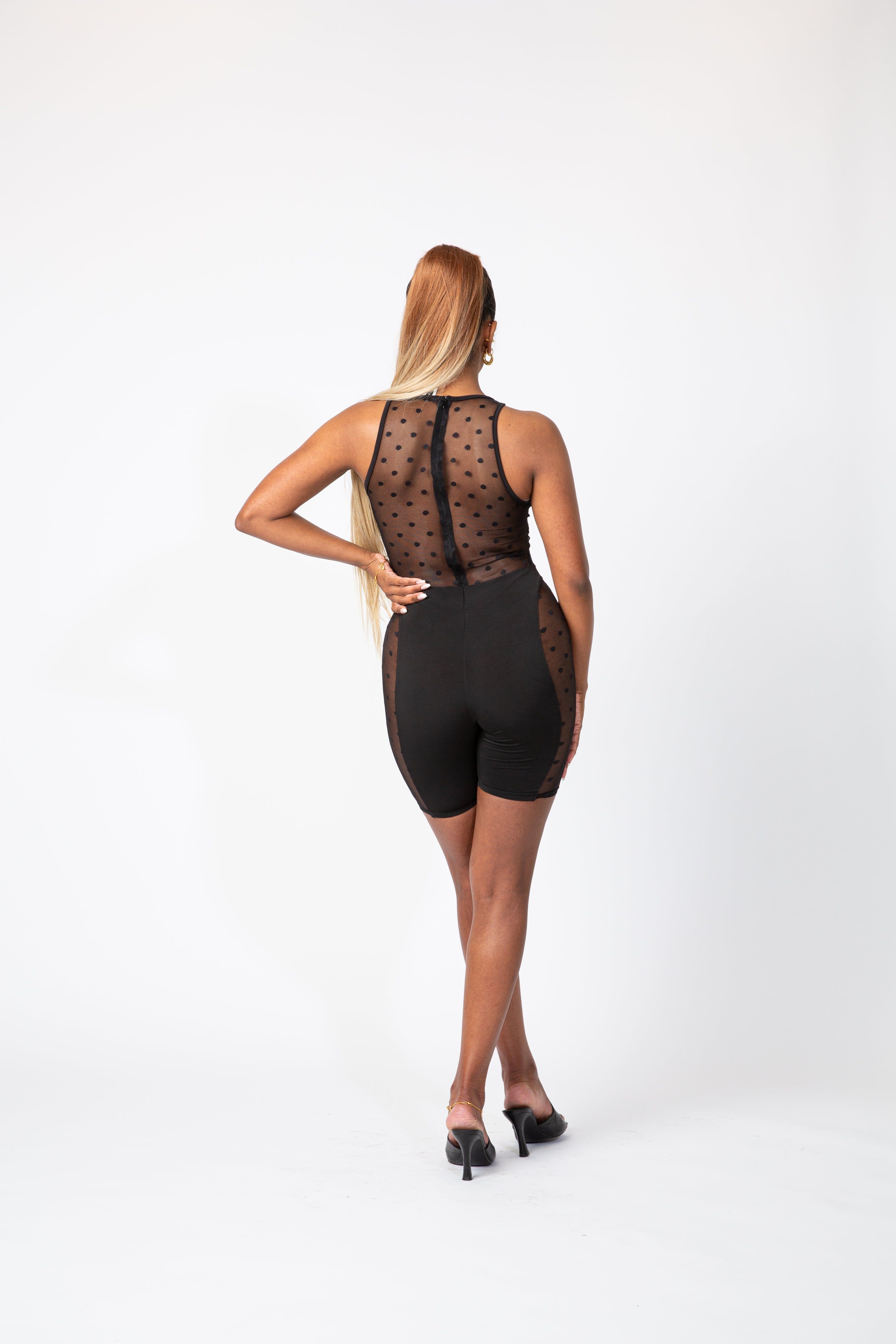 Gianna-SLVS Spotted Mesh Romper-DT2765 sold by Shop 20 product image thumbnail 2