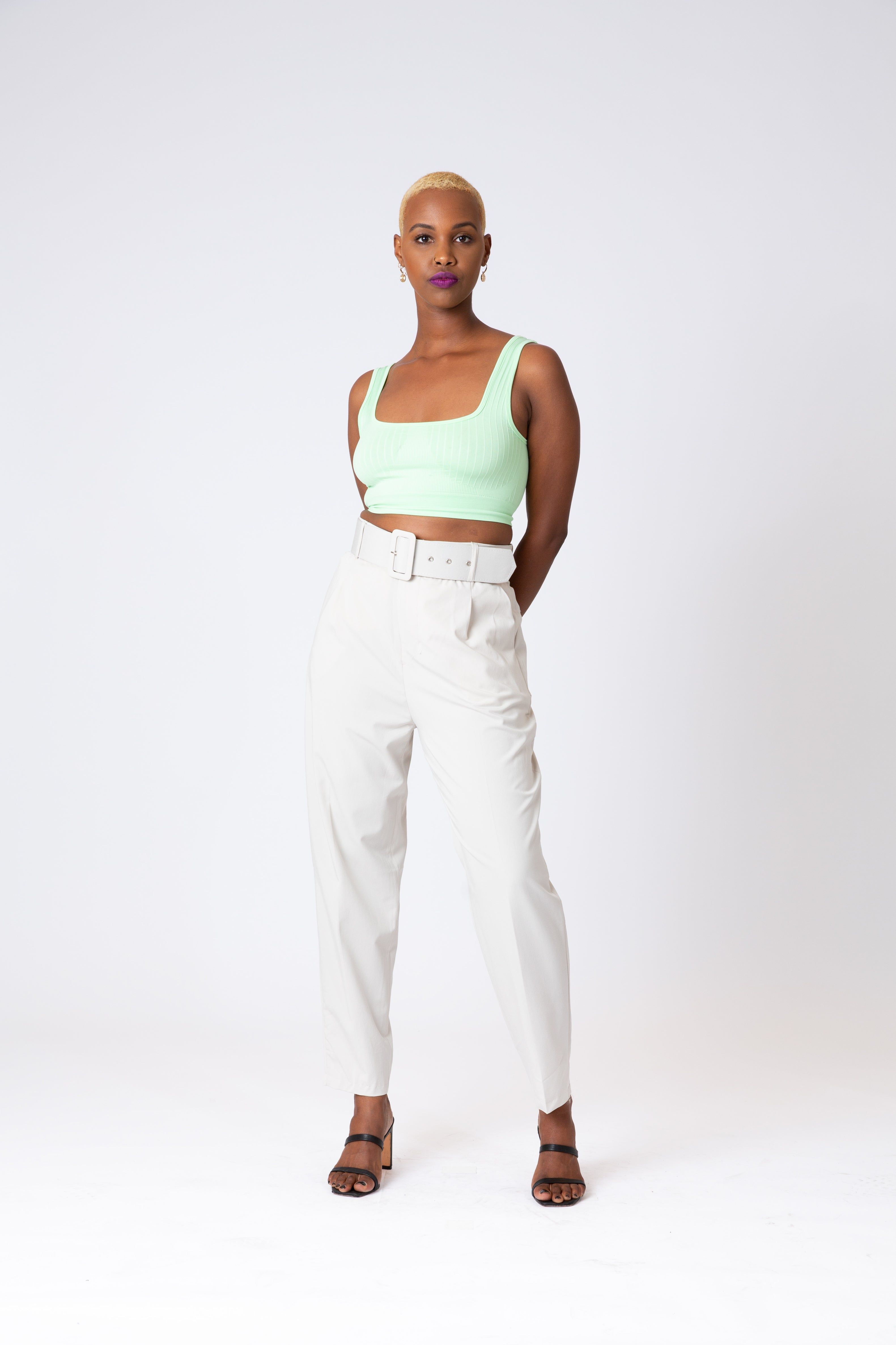 HIGH WAISTED BELT DETAIL TROUSER 16581 sold by Shop 20