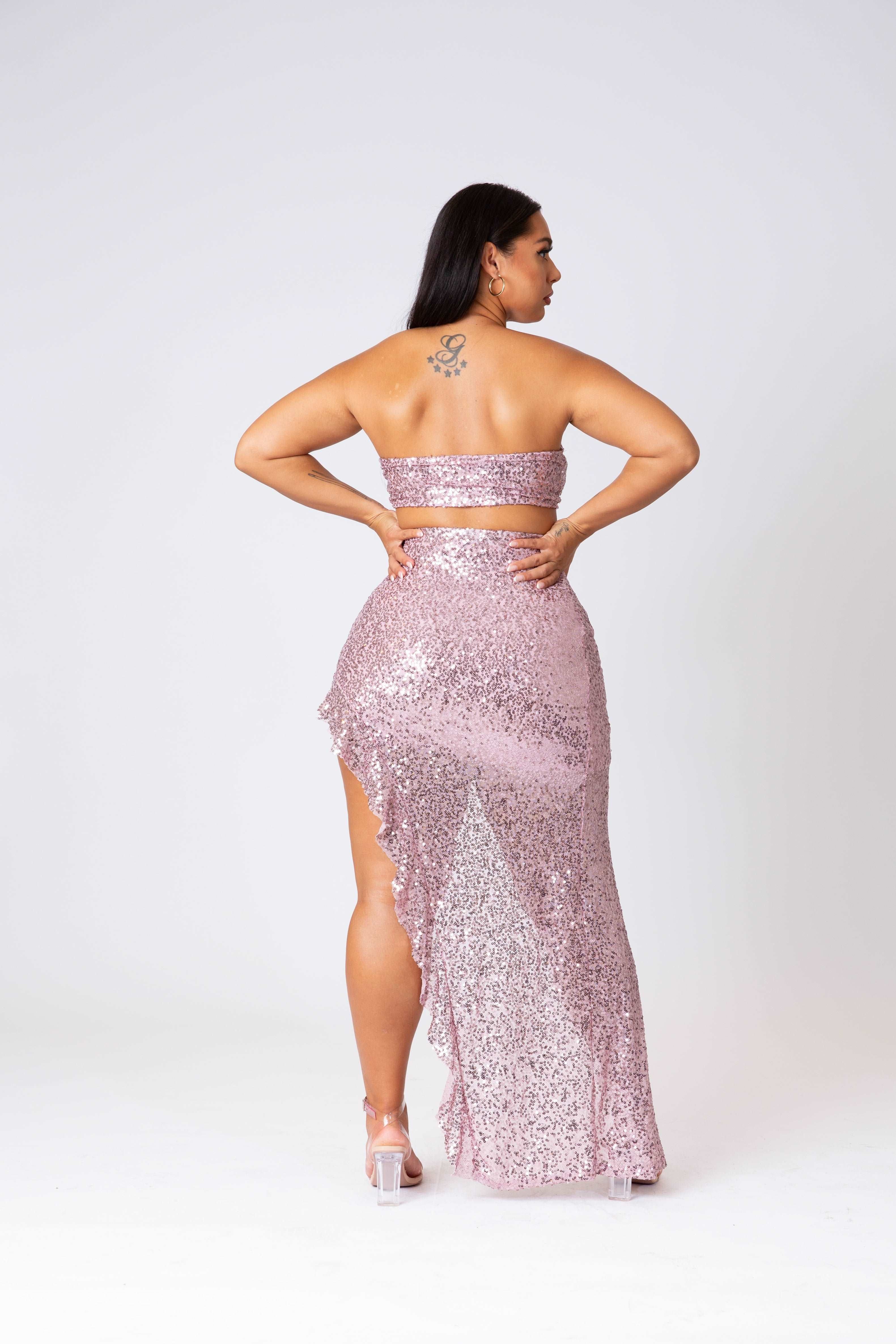 ESSIE - Sequin Bandeau Ruffle Maxi Skirt Set - SET14487 sold by Shop 20 product image thumbnail 2