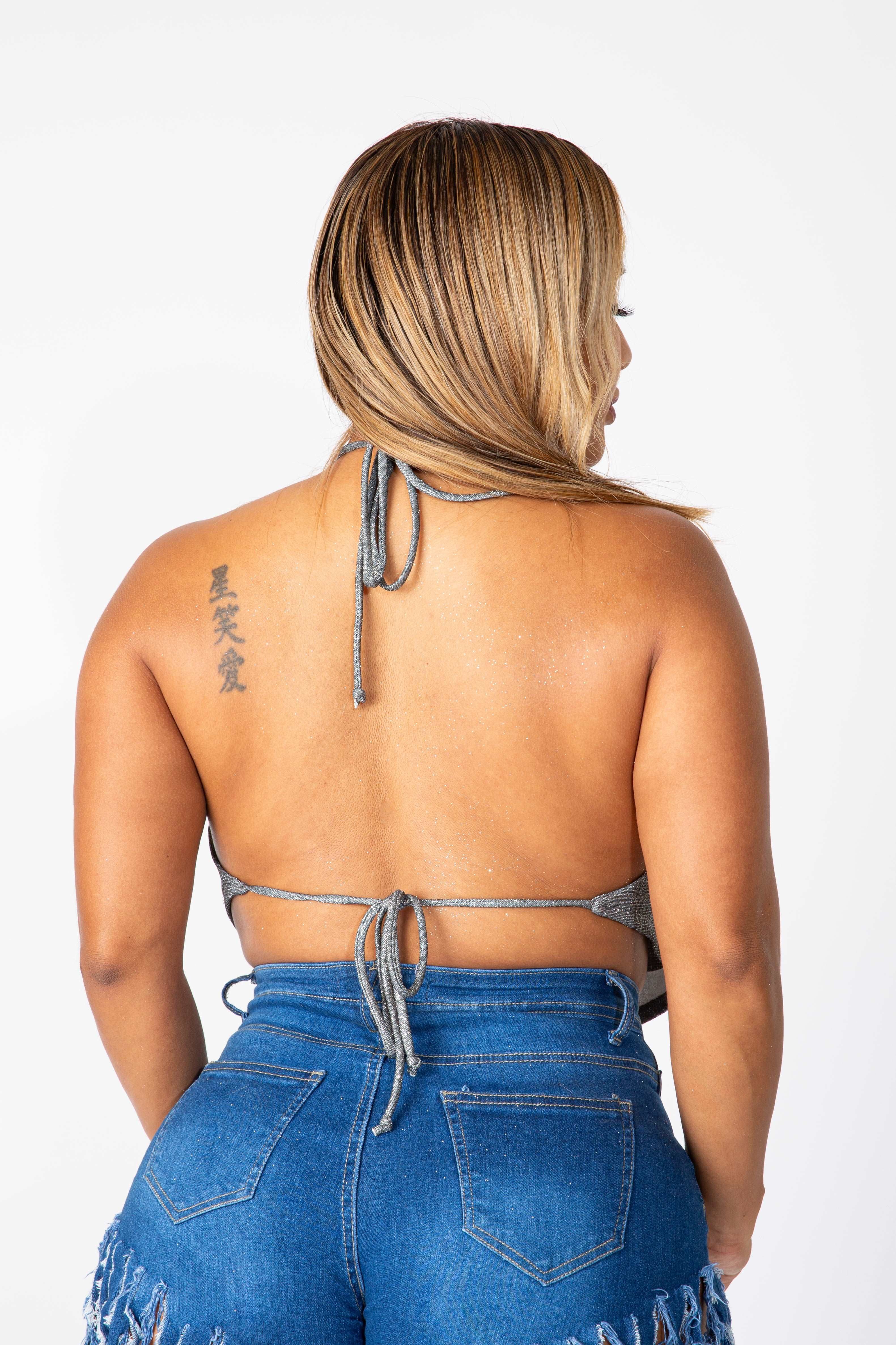 GAIA Sparkle Halter Cowl Neck Open Back Top sold by Shop 20 product image thumbnail 2