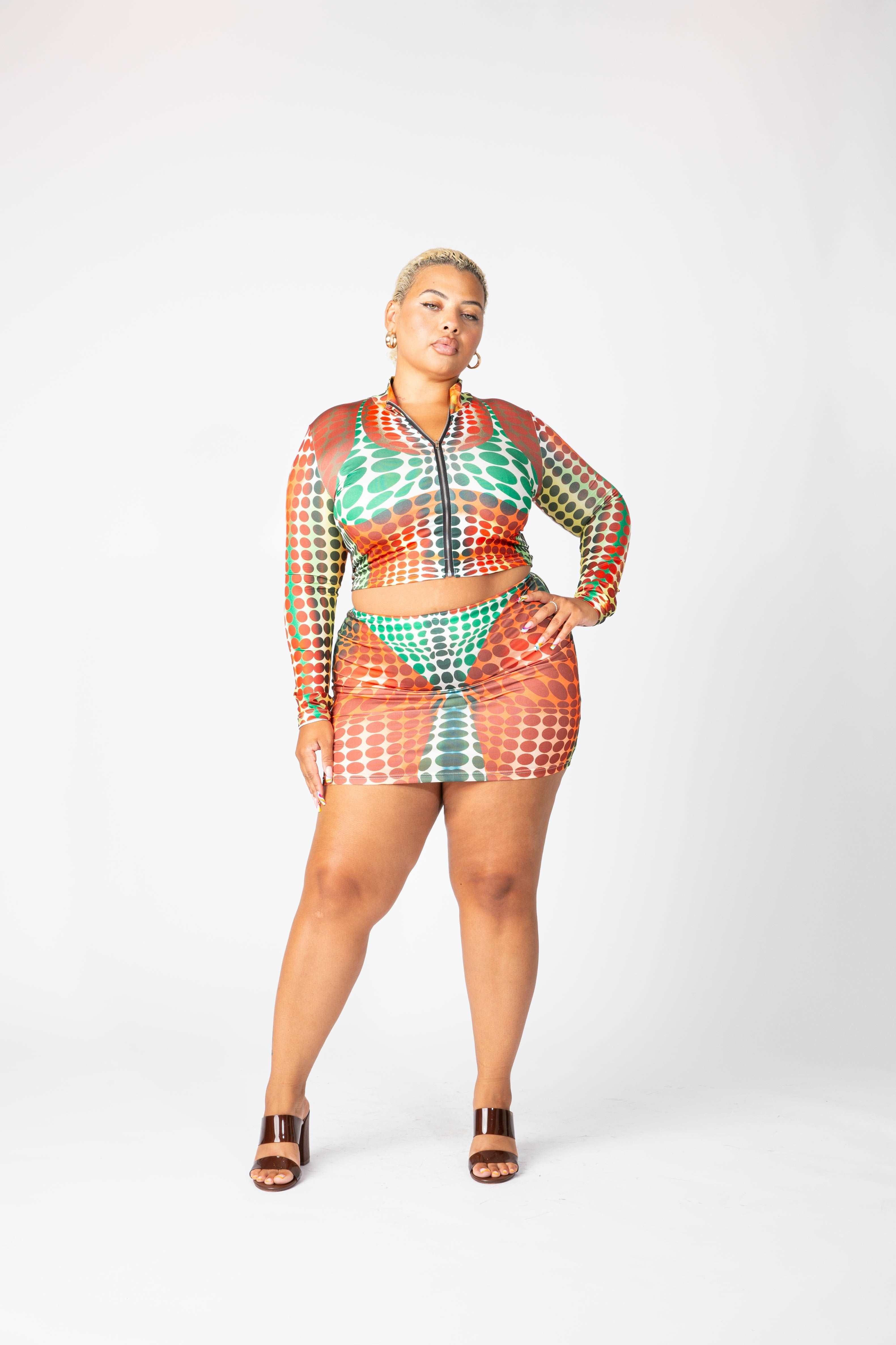 Gwen-Polka Dot Printed LS Skirt Set-G1422KS1358 sold by Shop 20