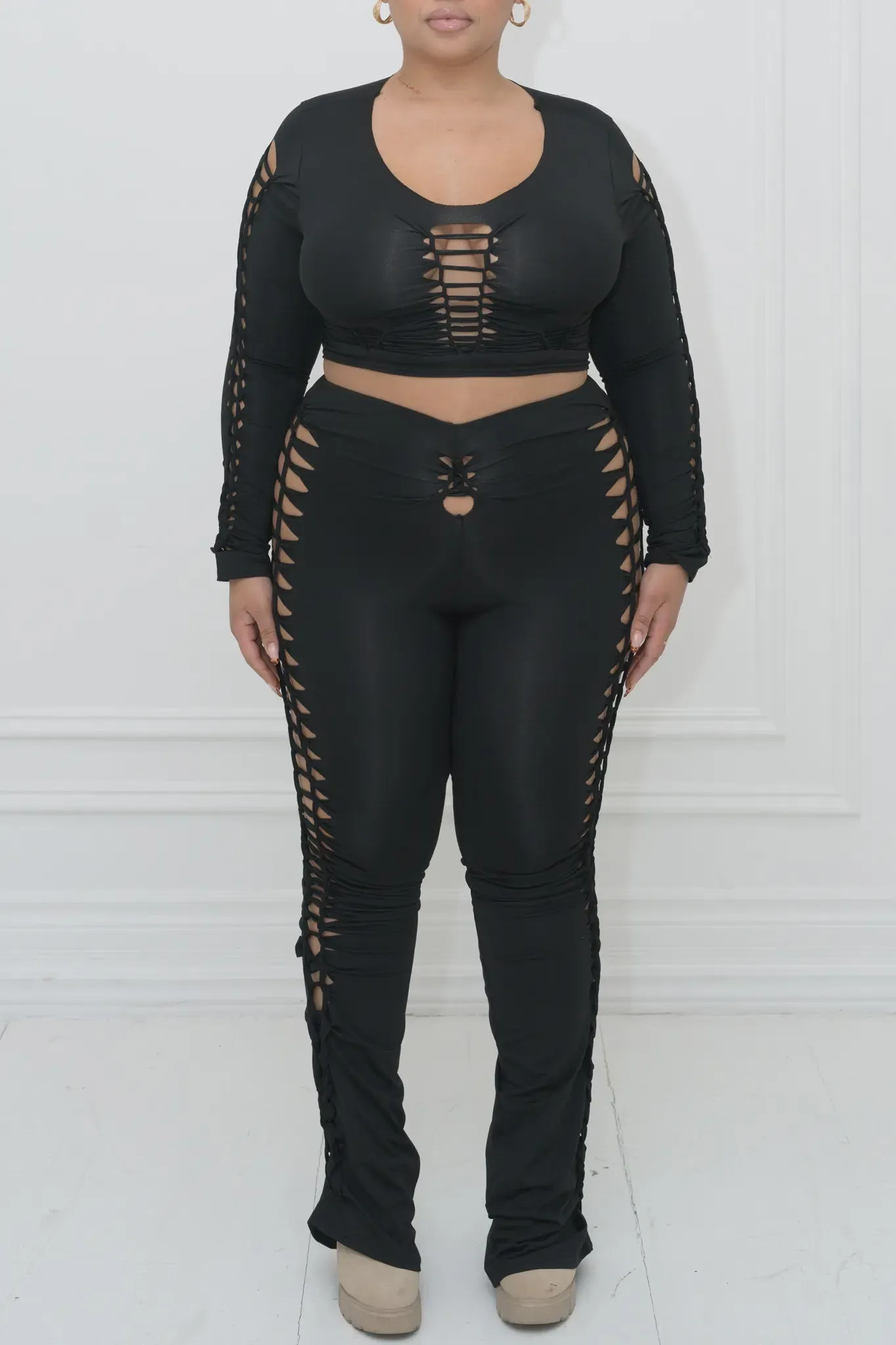 PASSION LS Distressed Crop Pant Set sold by Shop 20