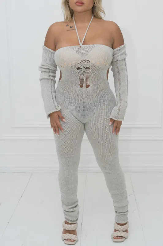 ORLA Halter Knit Jumpsuit w/ Cutout Details & Detached Sleeves sold by Shop 20