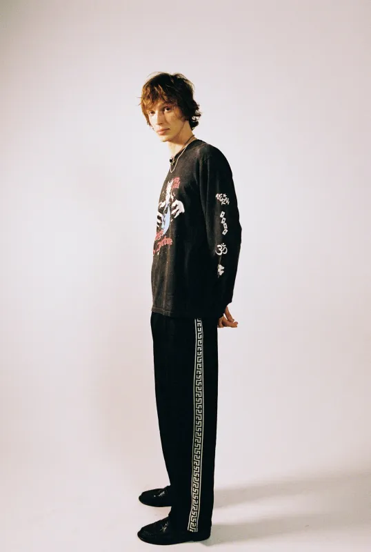 Black Geo Track Pants made by Something Very Special