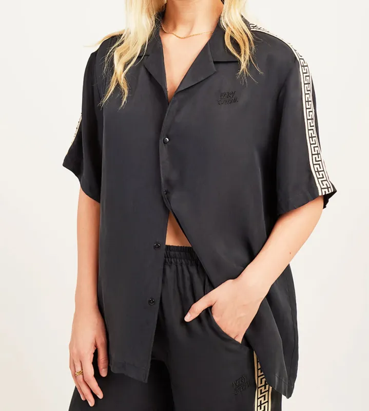 Black Lyocell Geo Resort Shirt made by Something Very Special