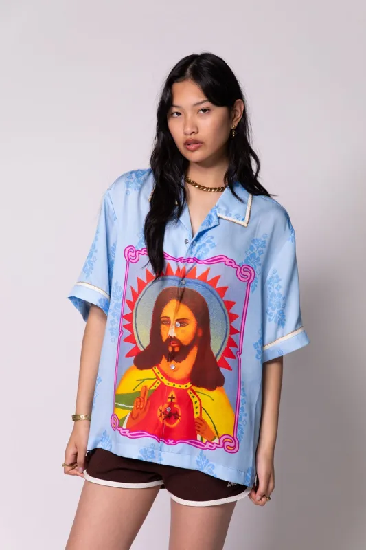 Blue Saving Grace Resort Shirt made by Something Very Special