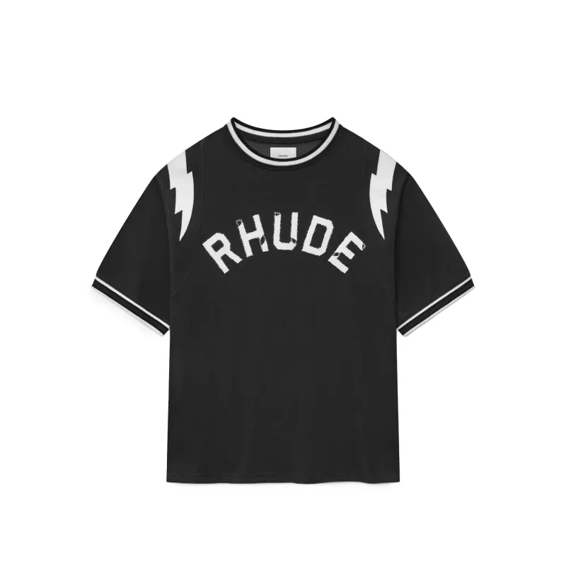Rhude Lightning Ringer Tee 'Black/White' sold by ROOTED