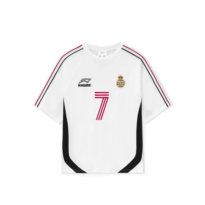 Rhude Lundun Soccer Jersey 'White/Black/Red' sold by ROOTED