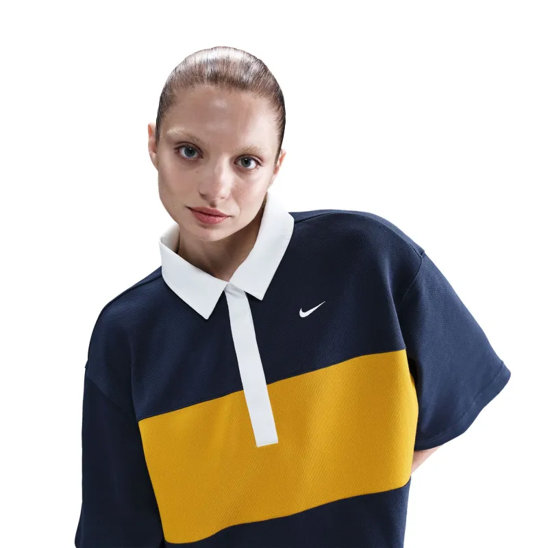 Womens Nike Sportswear Oversized SS Polo 'Midnight Navy/Dark Sulfur' sold by ROOTED