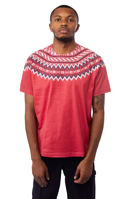 Junya Watanabe Sweater Print Tee 'Red/White' sold by ROOTED
