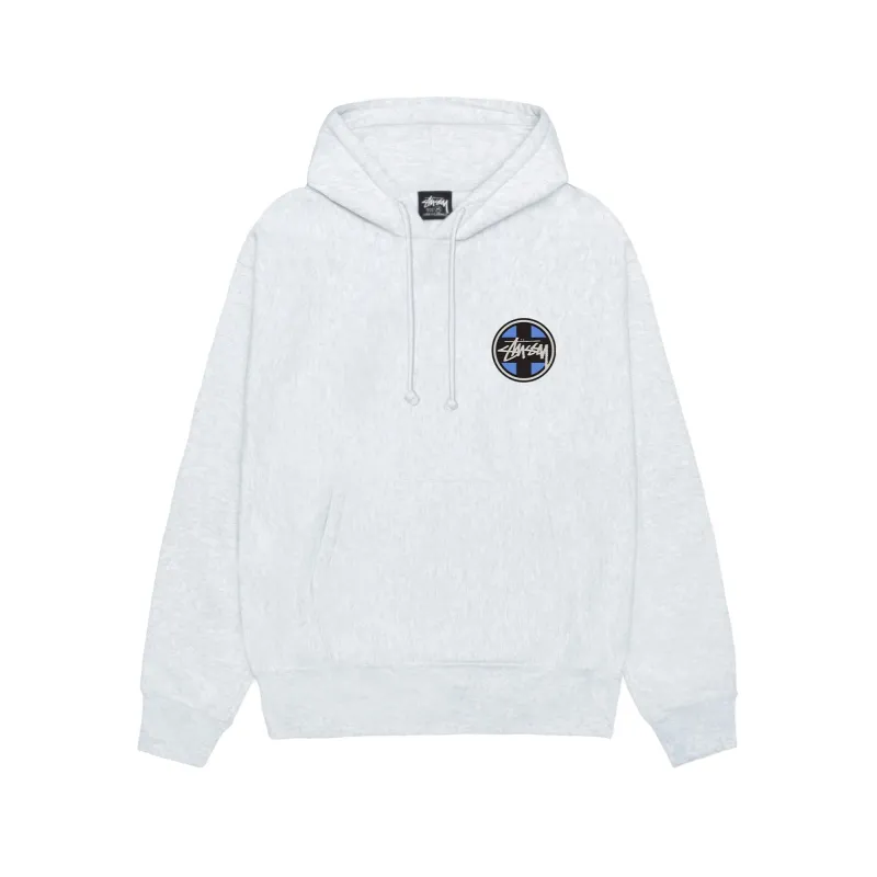 Stussy Cross Dot Hoodie 'Ash Heather' sold by ROOTED