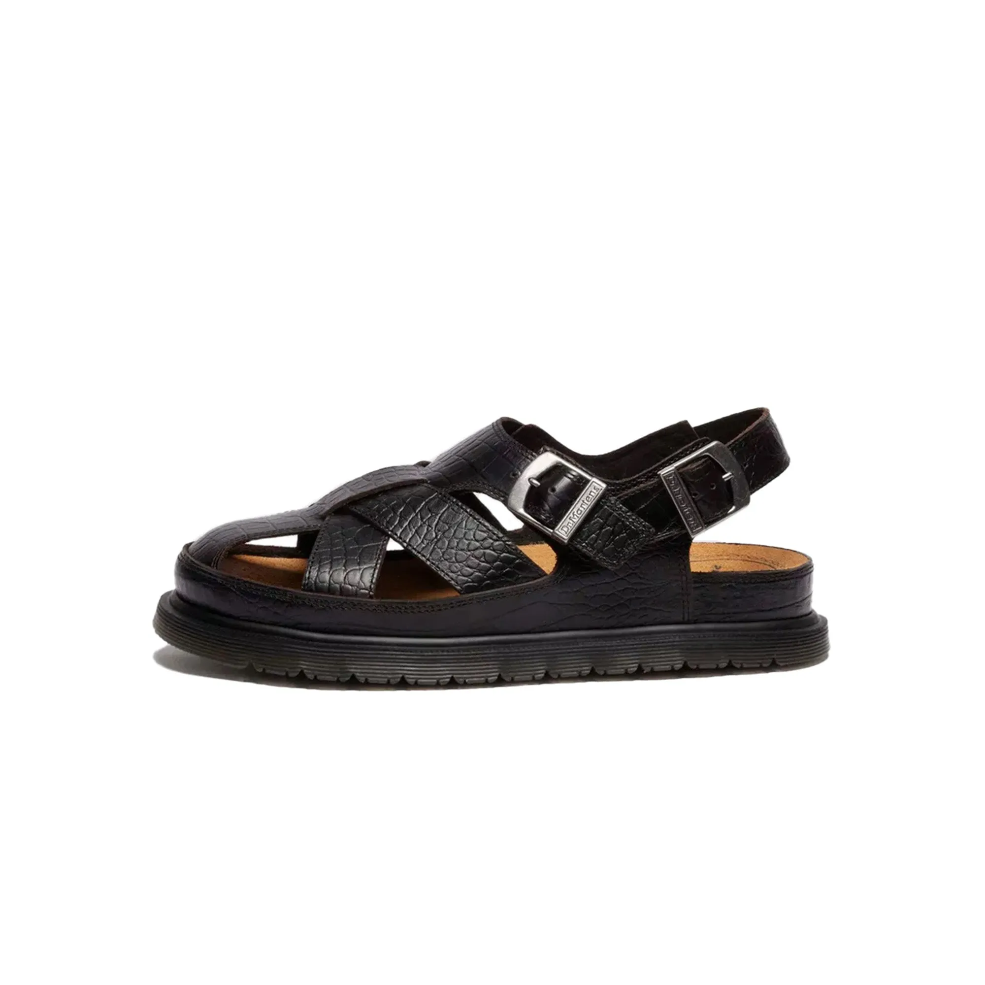 Dr Martens Aniline Croc Emboss San 'Dark Brown' sold by ROOTED