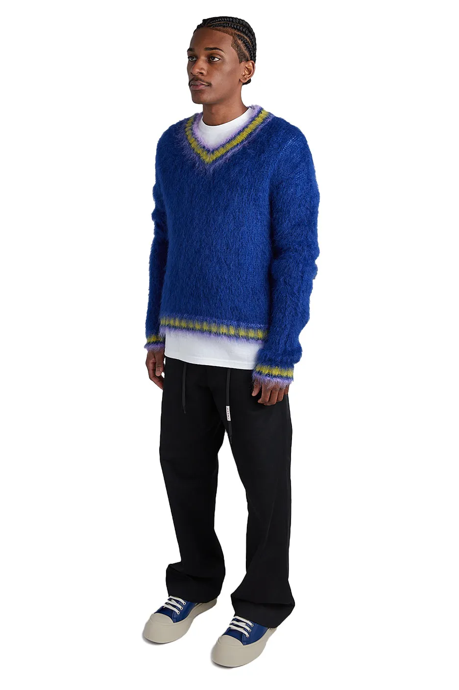 Marni Mixed Yarn V-Neck Sweater 'Royal' sold by ROOTED product image thumbnail 2