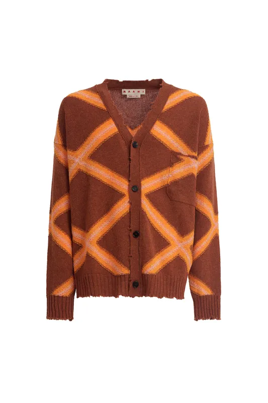 Marni Intarsia Argyle Cardigan 'Nougat' made by Marni