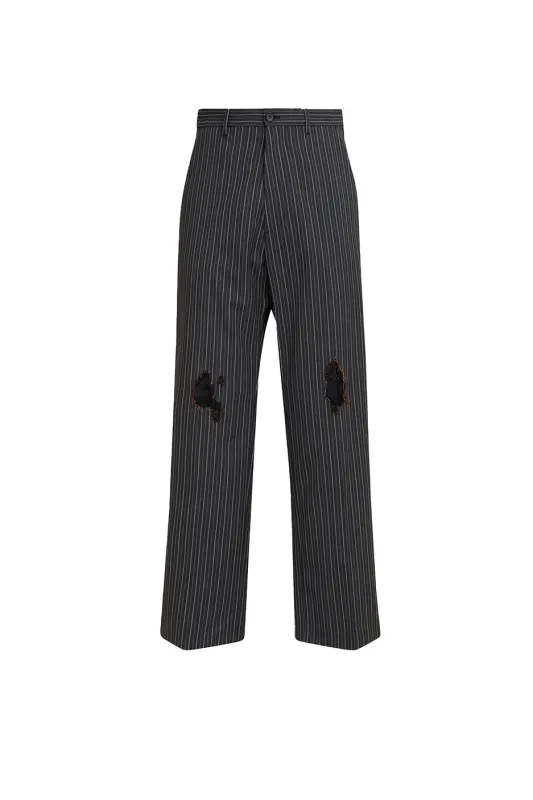 Marni Distressed Wool Trousers 'Black' sold by ROOTED