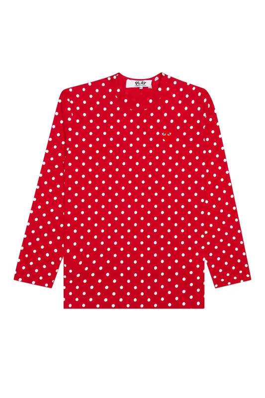Comme des Garcons Polka Dot LS Tee 'Red' sold by ROOTED