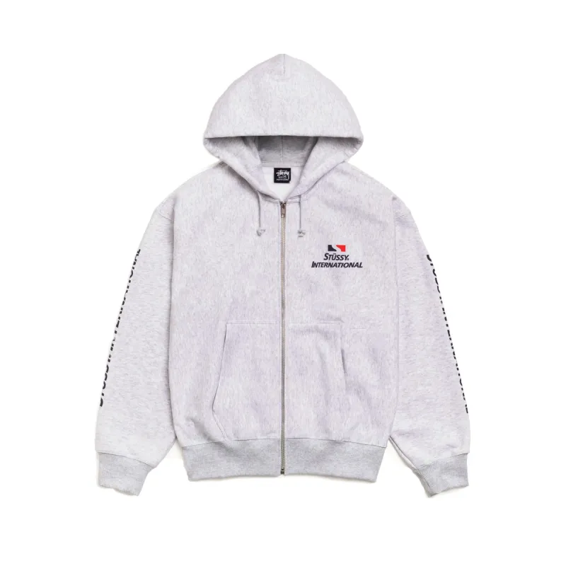 Stussy International Zip Hoodie 'Ash Heather' sold by ROOTED